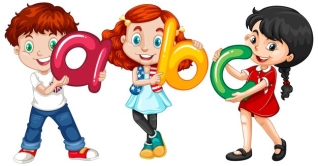 Бесплатное векторное изображение Дети держат английские буквы